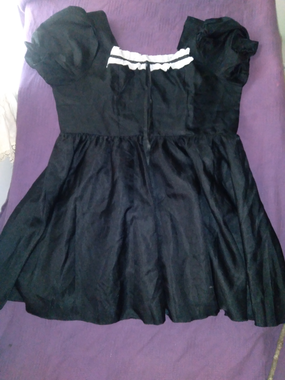 Maids Dress White Trim Neckline Has Been Pinned Closed Shorter With Safety Pins